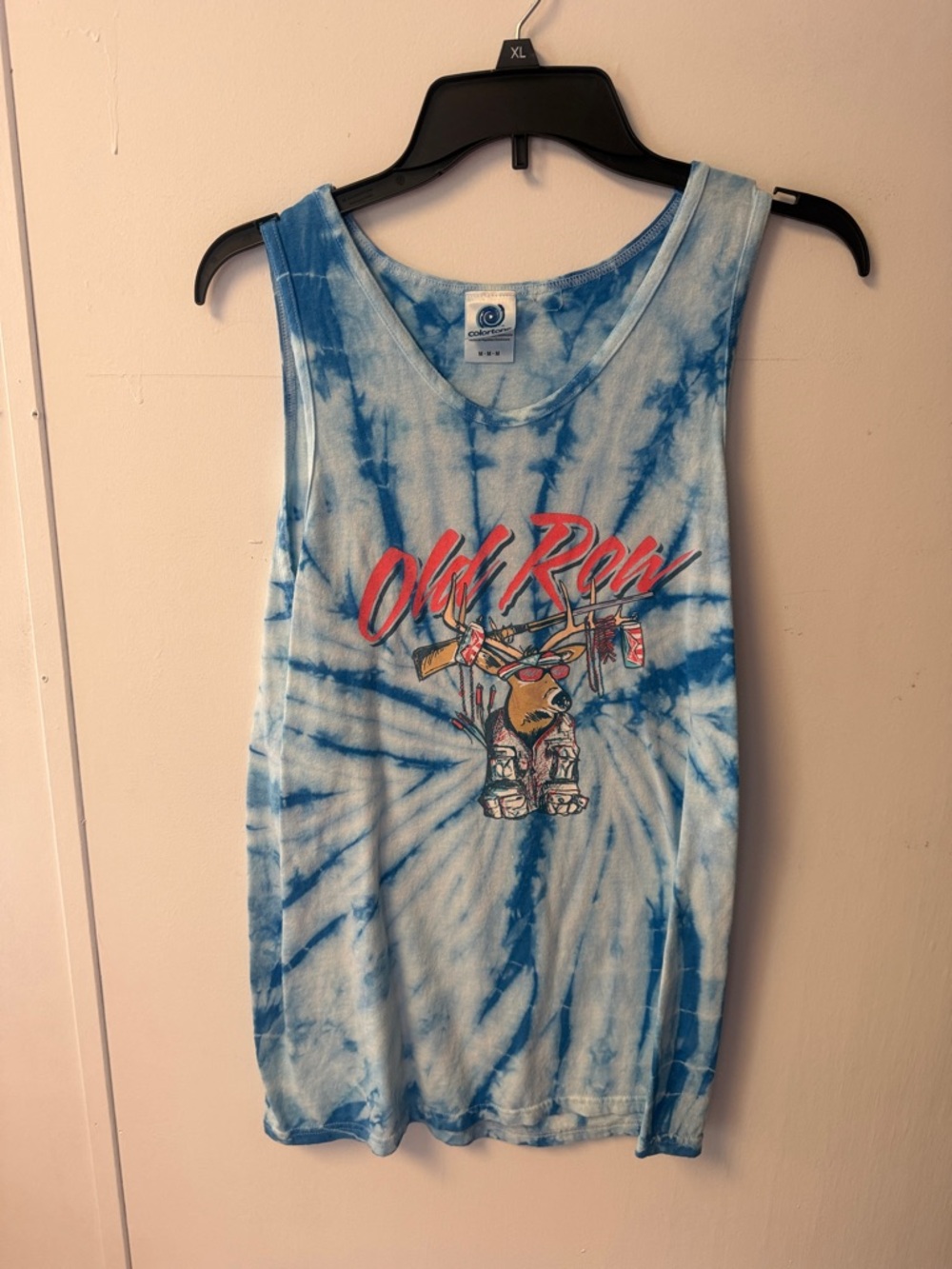 Old Row Tie-Dye Graphic Tank - Blue & White